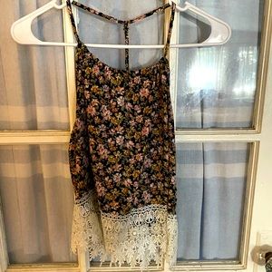 Size small chiffon and lace tank top